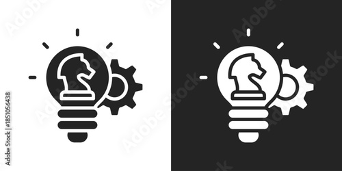 Strategic Plan Icon In Black And White Glyph Style