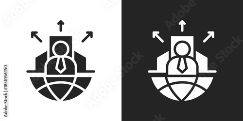 Outsourcing Icon In Black And White Glyph Style