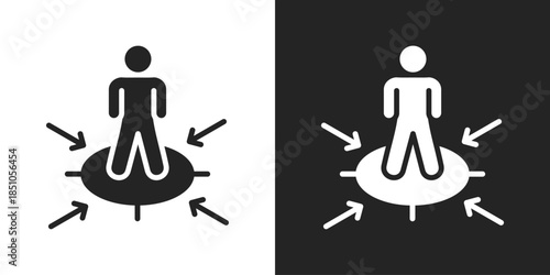 Customer Centric Icon In Black And White Glyph Style