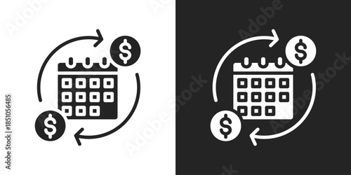 Subscription Model Icon In Black And White Glyph Style