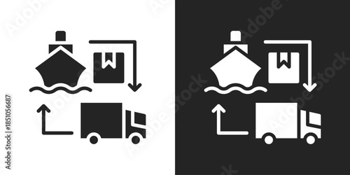 Ship Logistic Icon In Black And White Glyph Style