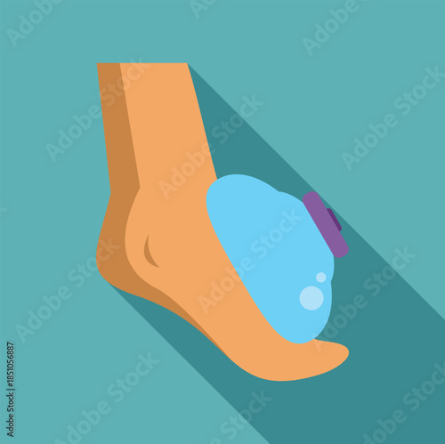 Foot receiving cold compress for sprain, injury, or swelling relief
