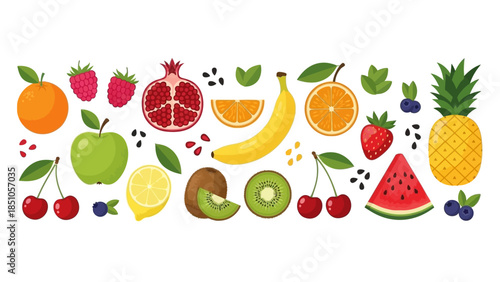 Colorful Array of Fresh Fruits and Berries for Healthy Eating