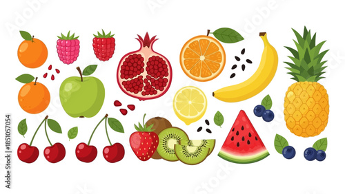 Fresh Fruit Collection with Citrus Berries and Tropical Fruits for Healthy Snacks