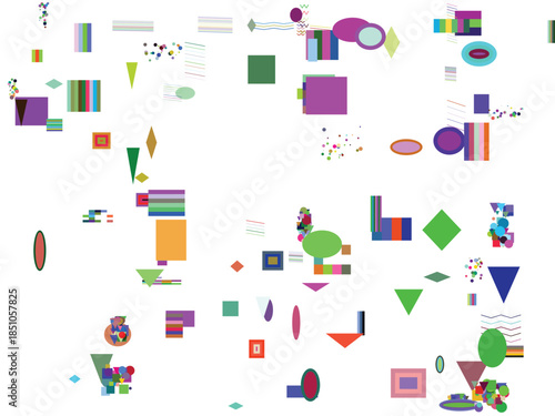 Scattered geometric shapes abstract art background
