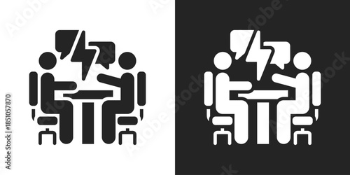 disagreement Icon In Black And White Glyph Style