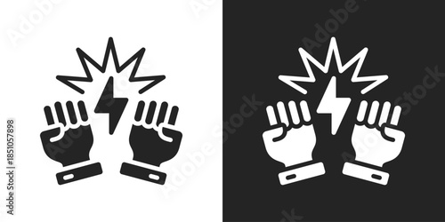 fight Icon In Black And White Glyph Style