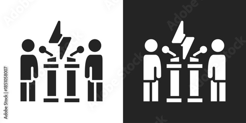 debate Icon In Black And White Glyph Style