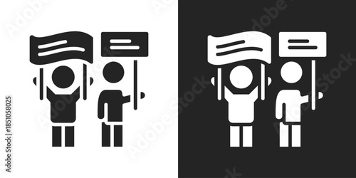 protest Icon In Black And White Glyph Style