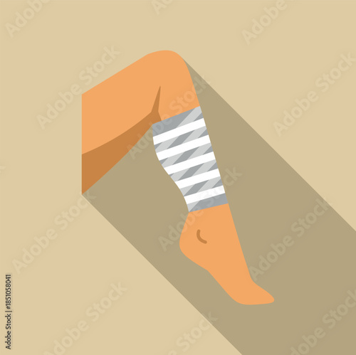 Bandaged leg indicating injury and needing medical attention or recovery
