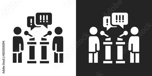 Controversial Icon In Black And White Glyph Style