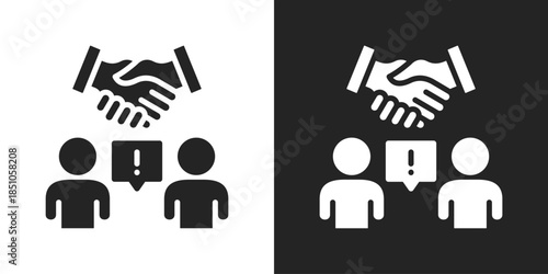 conflict Resolution Icon In Black And White Glyph Style