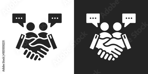 Negotiation Icon In Black And White Glyph Style