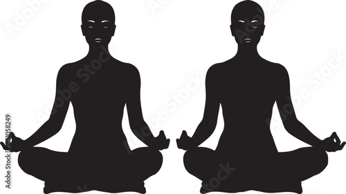 Minimal Yoga Meditation Silhouette of Woman in Lotus Pose.