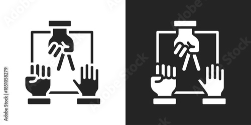 Rock paper scissors Icon In Black And White Glyph Style