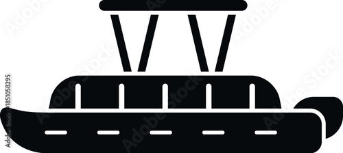 Pontoon boat vector icon representing water transport and leisure activities