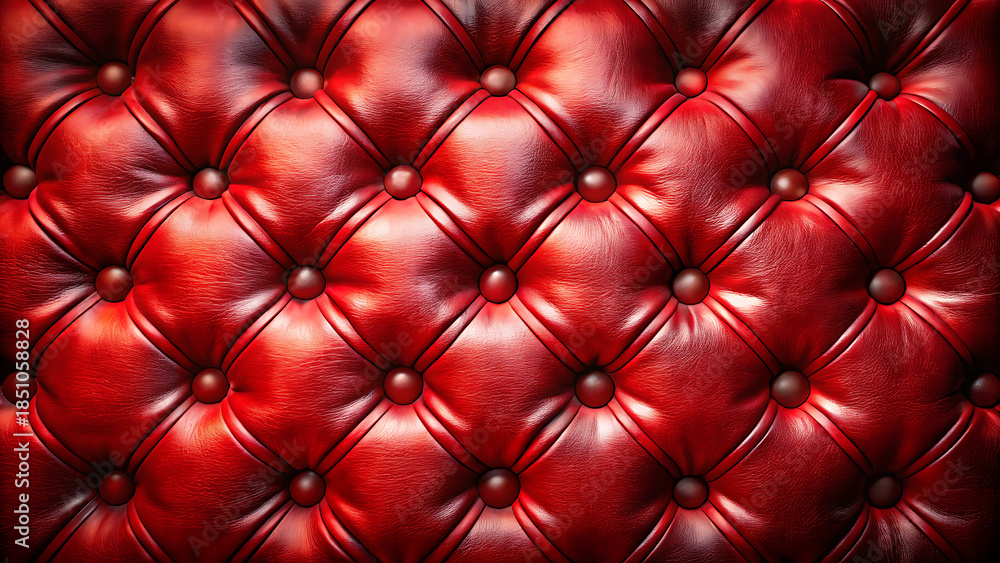 Obraz premium Vibrant Red Tufted Upholstery Texture with Buttons