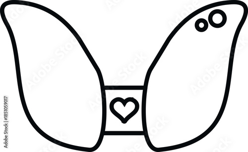 Lungs black white outline with heart connecting organs illustrating health