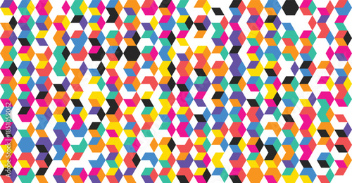 Colorful geometric pattern with optical illusion effect