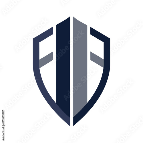 Modern shield logo design with geometric shapes and cool colors