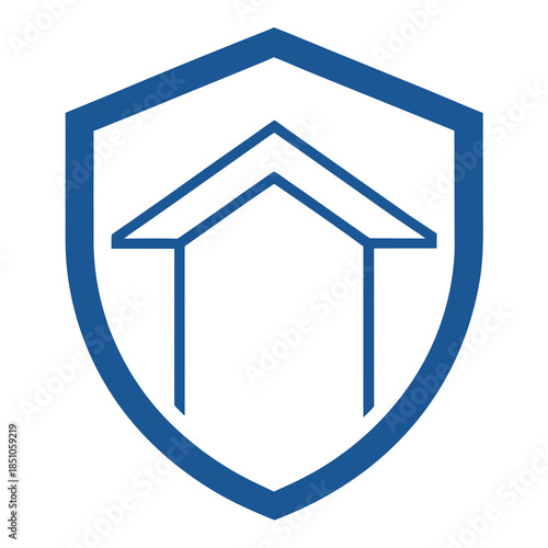 Shield with house outline icon for protection and security