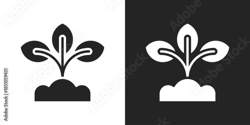 Seedling Icon In Black And White Glyph Style