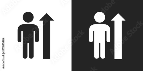Human Growth Icon In Black And White Glyph Style