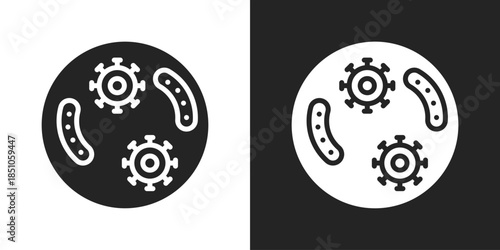 Microorganisms Icon In Black And White Glyph Style