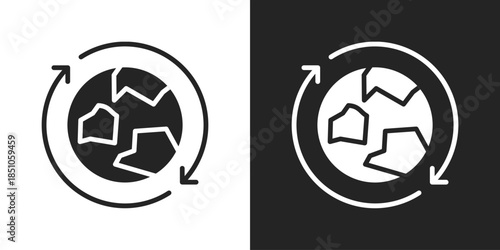 Recycling Icon In Black And White Glyph Style