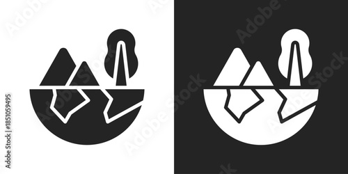 Glacier Icon In Black And White Glyph Style