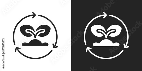 Plant Cycle Icon In Black And White Glyph Style