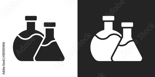 Eco Chemistry Icon In Black And White Glyph Style
