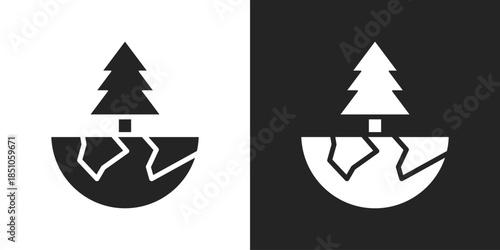 Earth Forest Icon In Black And White Glyph Style