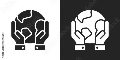 Earth Care Icon In Black And White Glyph Style
