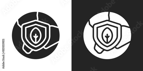 Eco Shield Icon In Black And White Glyph Style
