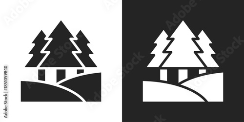 Forest Icon In Black And White Glyph Style
