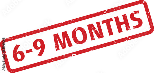 Distressed Red Ink Stamp 69 Months Diagonal Impression on White Background for Product Labels