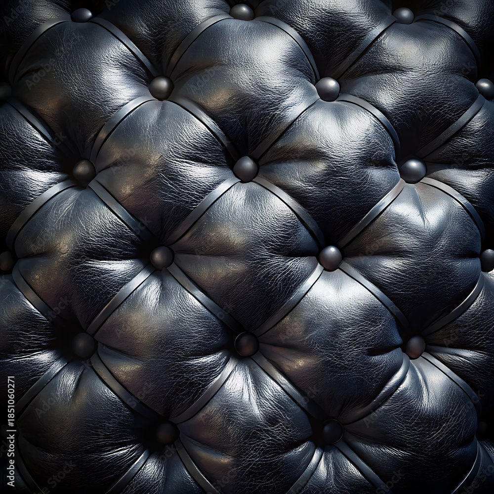 Obraz premium Black tufted leather upholstery with button details