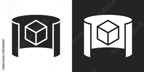 Virtual Reality Icon In Black And White Glyph Style