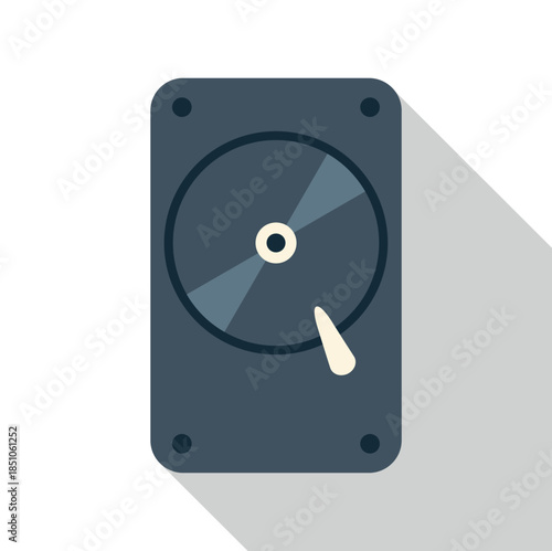 Hard disk drive icon with long shadow showing data storage concept