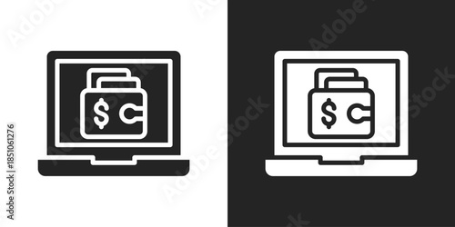 Online Payment Icon In Black And White Glyph Style