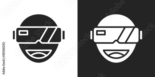AR Glasses Icon In Black And White Glyph Style