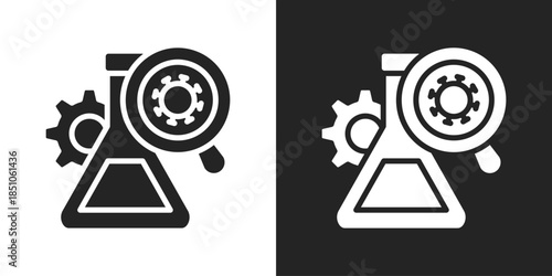 Bio Research Icon In Black And White Glyph Style