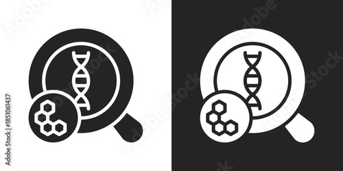 DNA Analysis Icon In Black And White Glyph Style