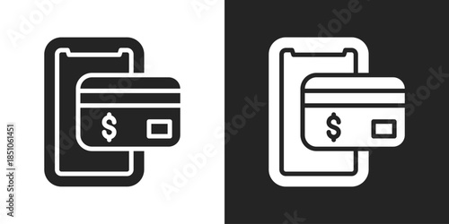 Mobile Wallet Icon In Black And White Glyph Style