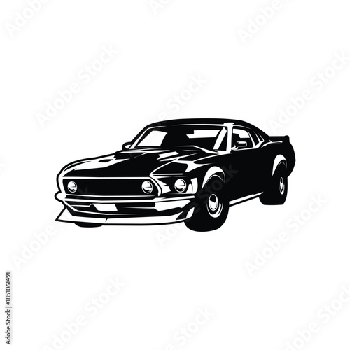 American muscle car logo design. Premium vector logo, badge, emblem, sticker design. Isolated eps 10
