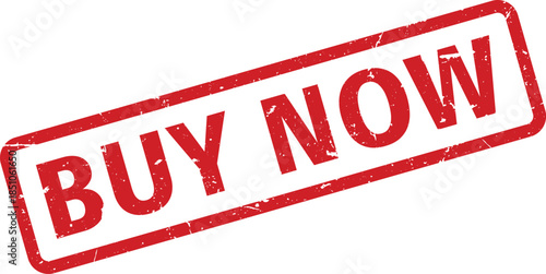 Distressed Red Buy Now Stamp Vintage Promotional on White Background for Urgent Sales