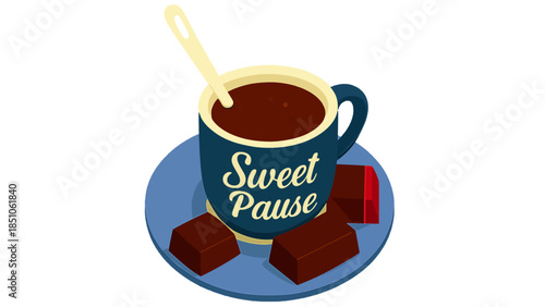Sweet pause hot chocolate and chocolate treats illustration