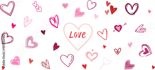 Valentine s day heart illustrations with love theme
