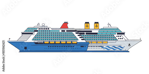 Passenger cruise ship transporting travelers on a sea voyage